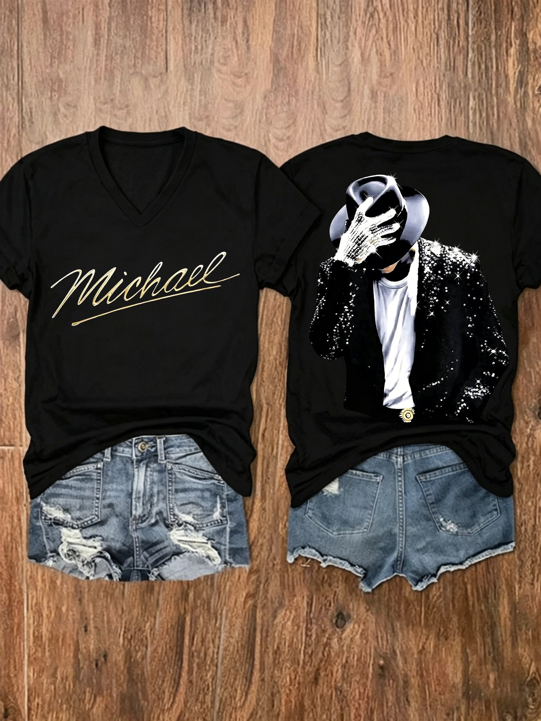Women's Superstar Art Print V Neck T-shirt