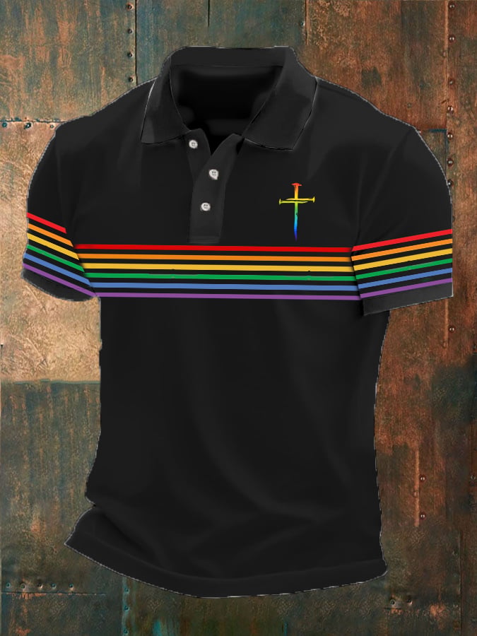 Men's Gay Pride Print Polo Shirt