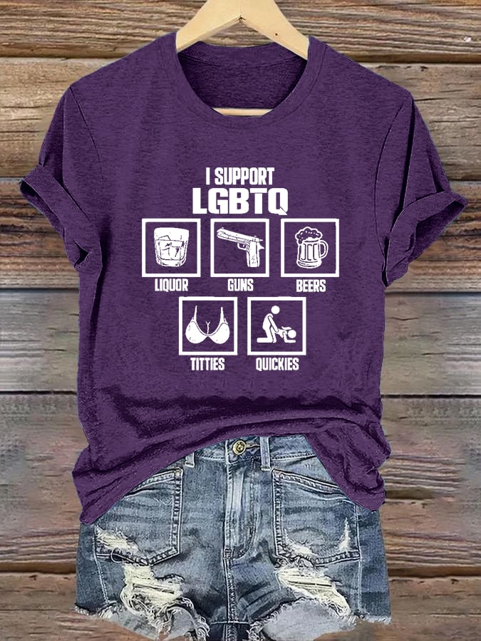 Women's  I SUPPORT LGBTQ Printed T-Shirt
