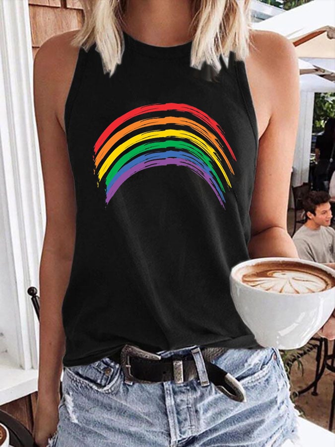 Women's LGBTQ+ Pride Print Crew Neck Tank Top