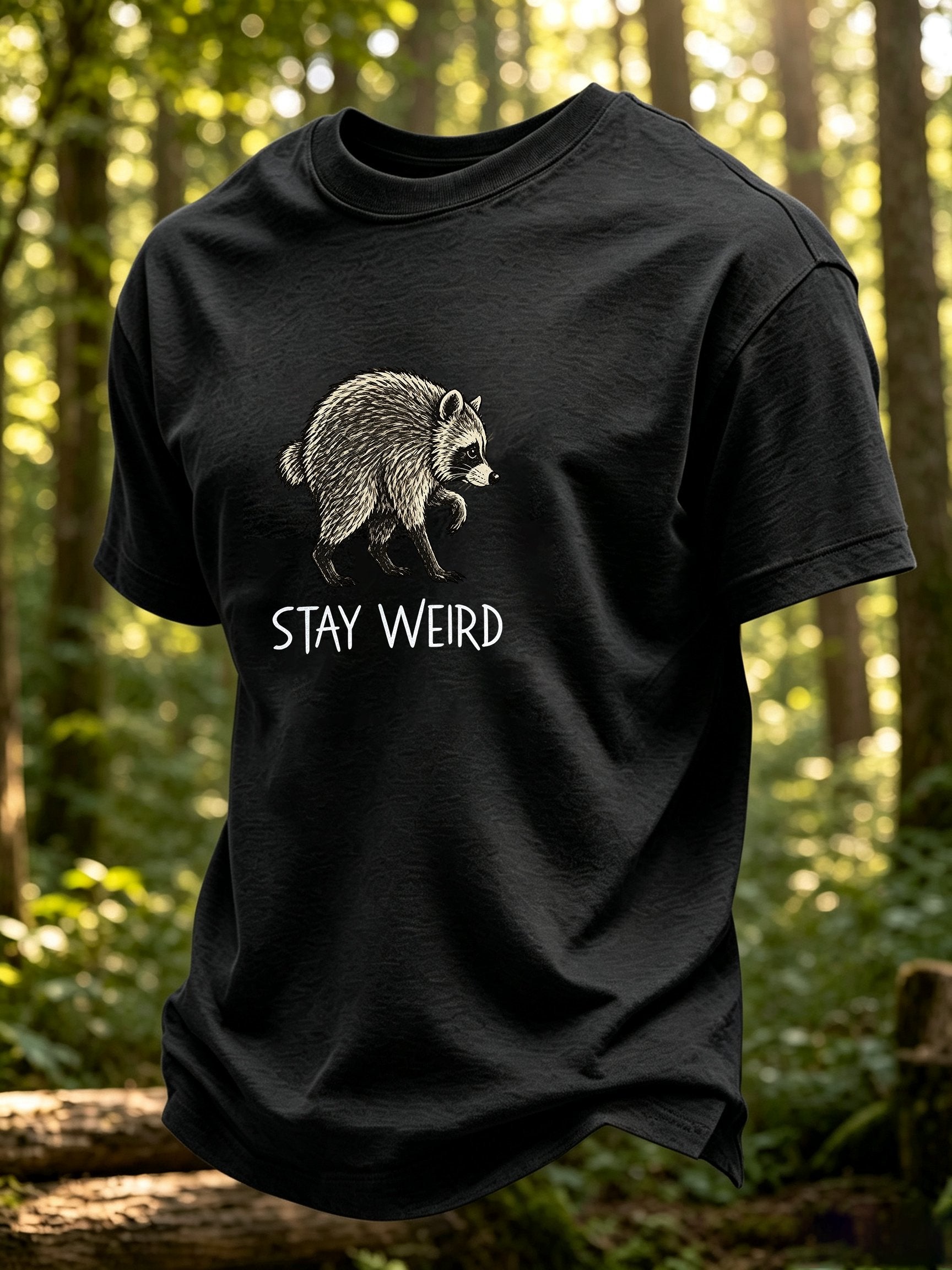 Men's Retro Jimothy Raccoon Printed Casual T-Shirt