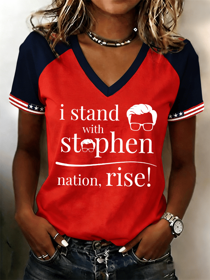 Women's "I Support Him" Late-Night Comedy Enthusiast Graphic Print Raglan Short Shirt
