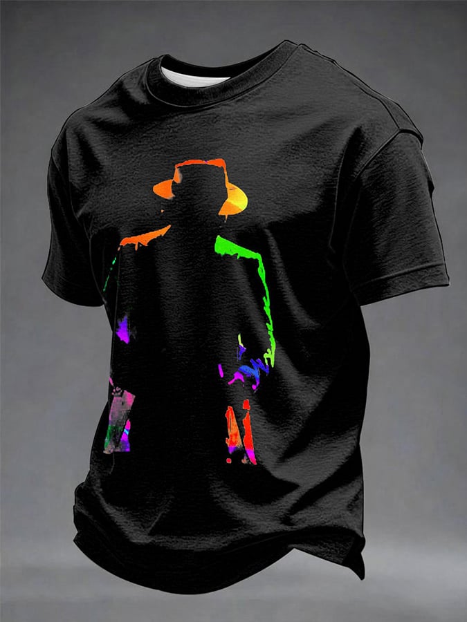 Men's Pop Music Inspired Print Round Neck T-shirt