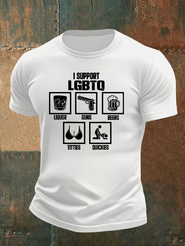 Men's  I SUPPORT LGBTQ Printed T-Shirt
