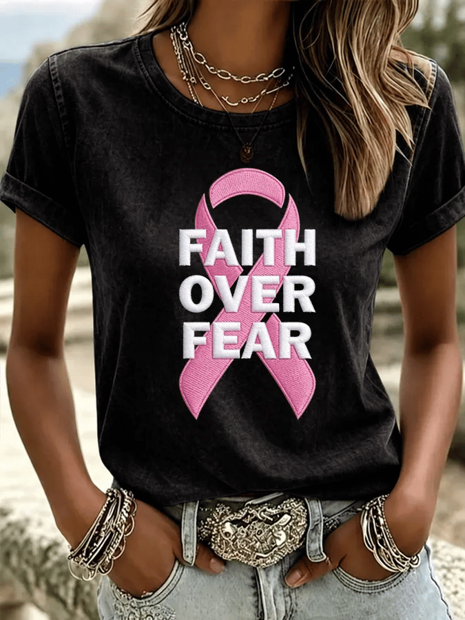 Women's Breast Cancer Awareness Print T-shirt