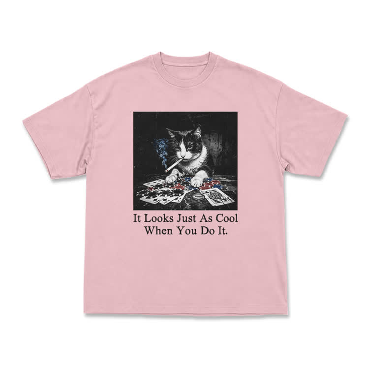Vintage Smoking Cat Graphic T-Shirt