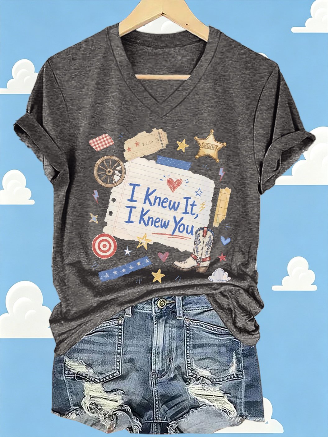 Women's Retro I Knew It Print Casual T-shirt