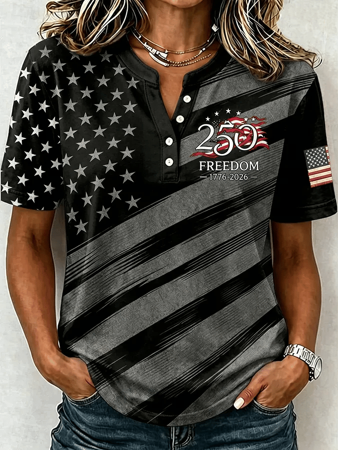 Women'S Casual Independence Day Print Top