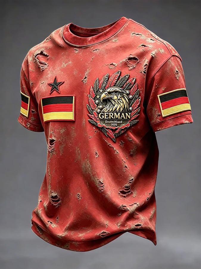 Lässiges Herren-T-Shirt mit deutschem Fußball-Print