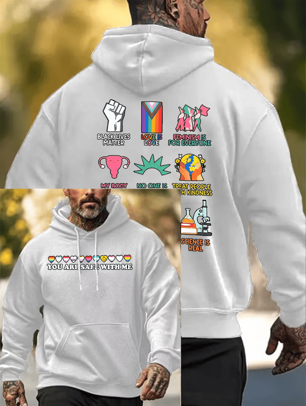 Men's  You are safe with me  Print  Hoodie