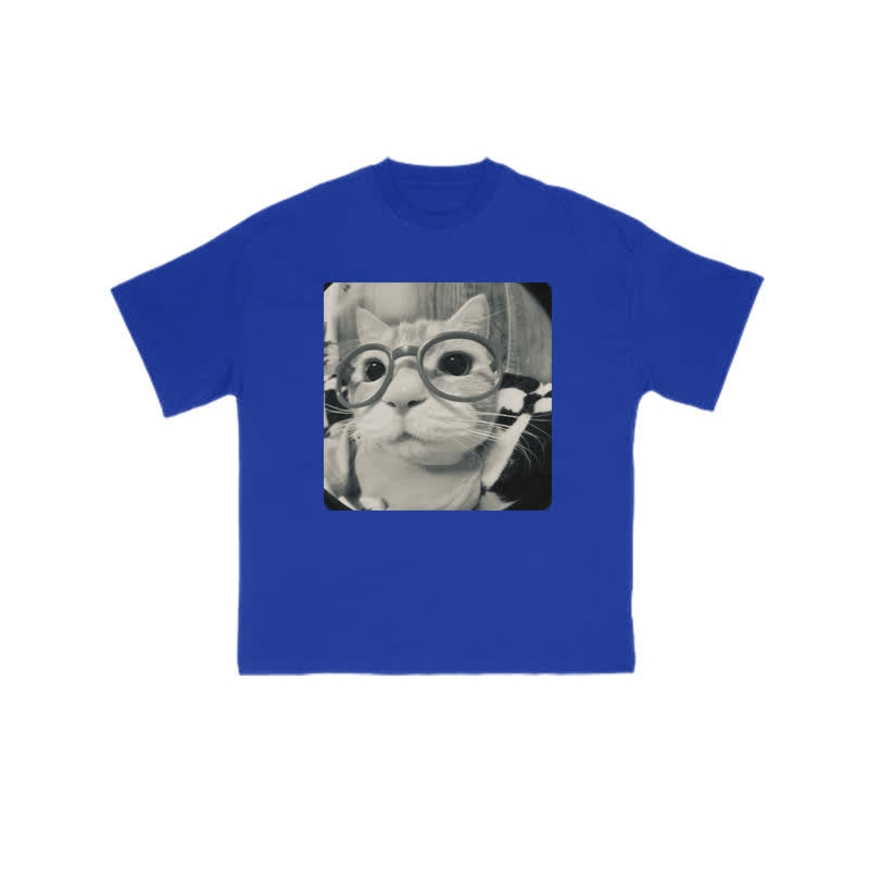 Unisex 100% Cute Cat Staring At You Print T-shirt