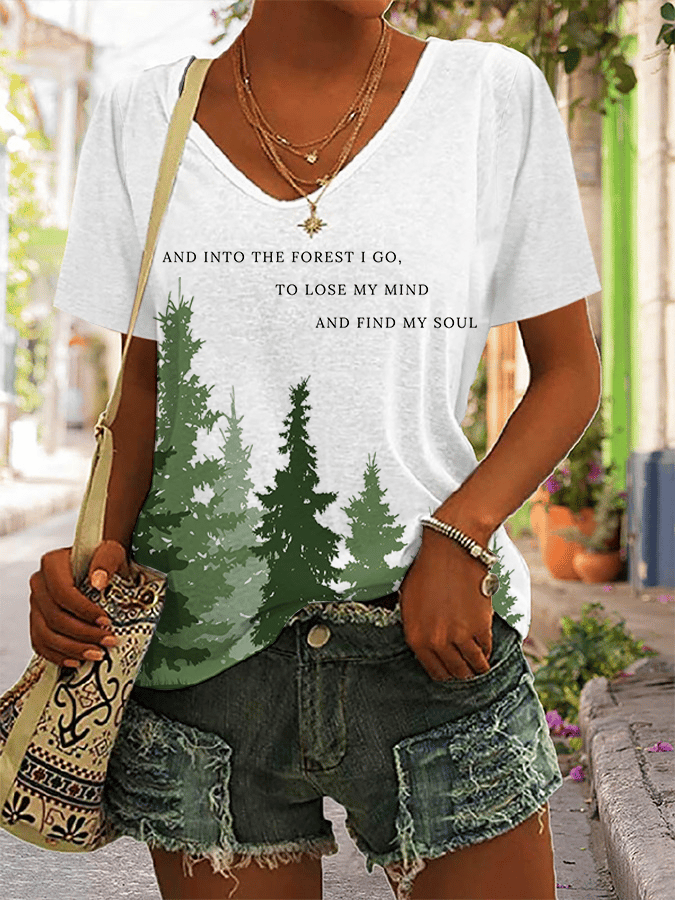 Women's National Park Protection Print V-Neck T-Shirt
