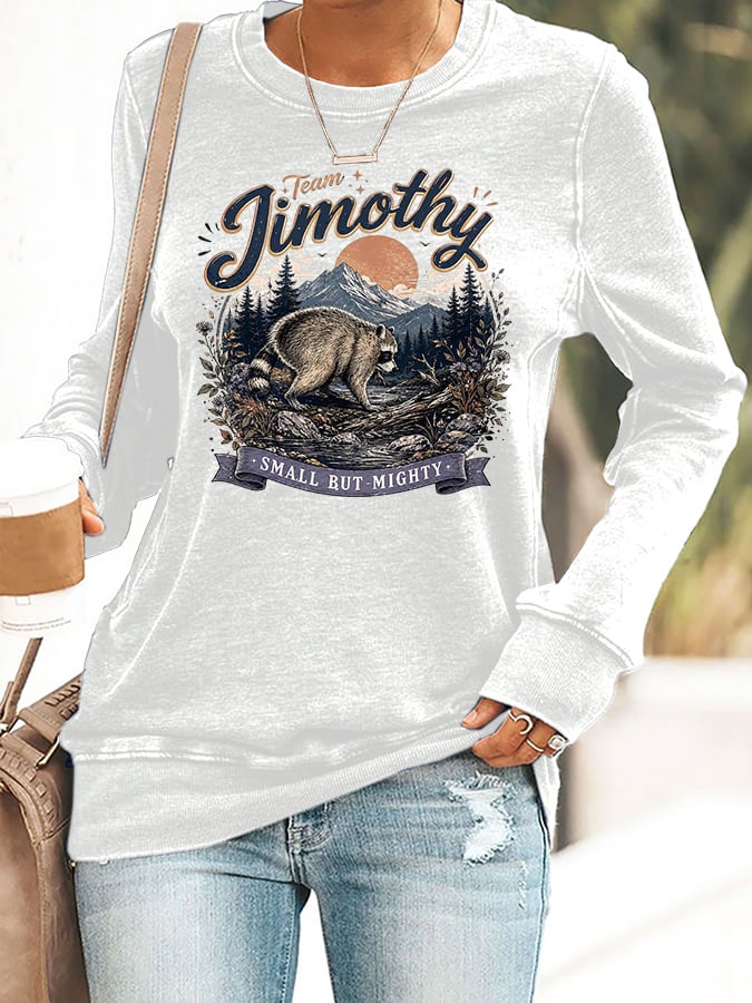 Retro Team Jimothy. Small But Mighty Print Sweatshirt