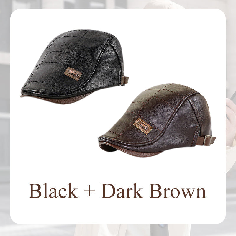 Men's Trendy  PU Leather Ivy Cap